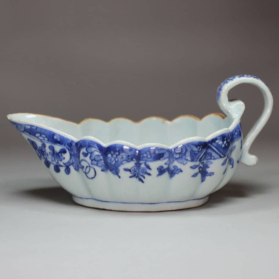 H739 Blue and white fluted sauce boat, Qianlong (1736-1795)