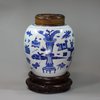Y131 Blue and white ginger jar with cover and stand