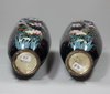 Y221 A pair of silver-wired hexagonal cloisonné vases
