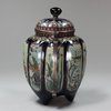 Y224 A fine silver-wired Japanese cloisonné eight-lobed twin-handled