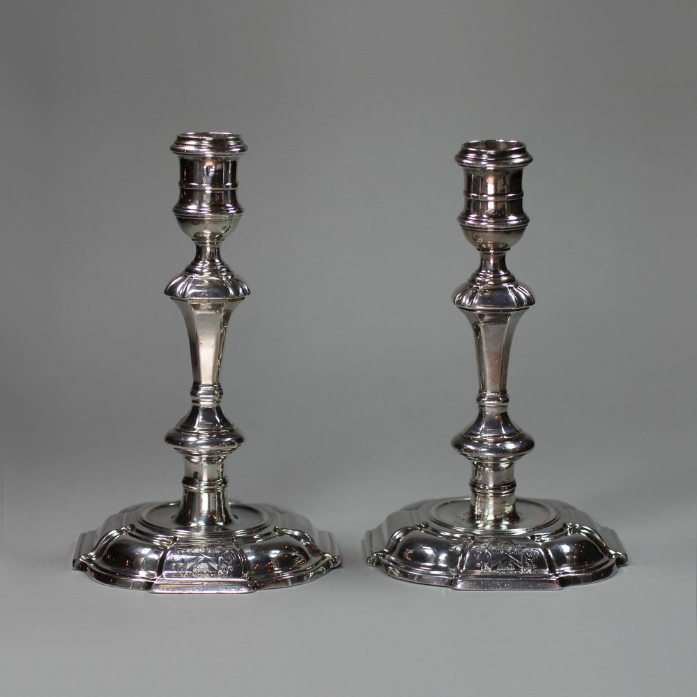 Y277 Pair of George II silver candlesticks, Gurney &amp; Cooke
