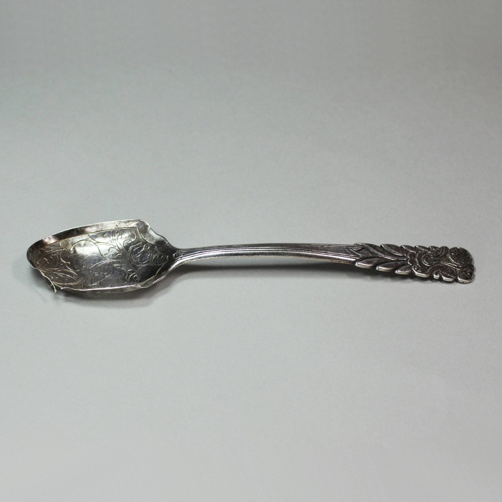 Y298 Tibetan silvered metal spoon, length: 6 1/4in.