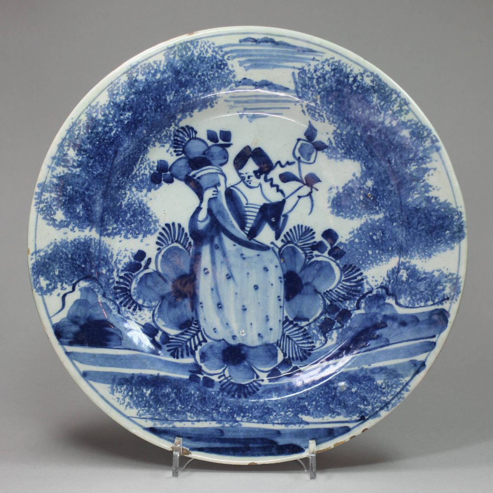 Y481 Dutch Delft blue and white plate, 18th century