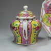 Y630 Famille rose octagonal teapot, cover and tray