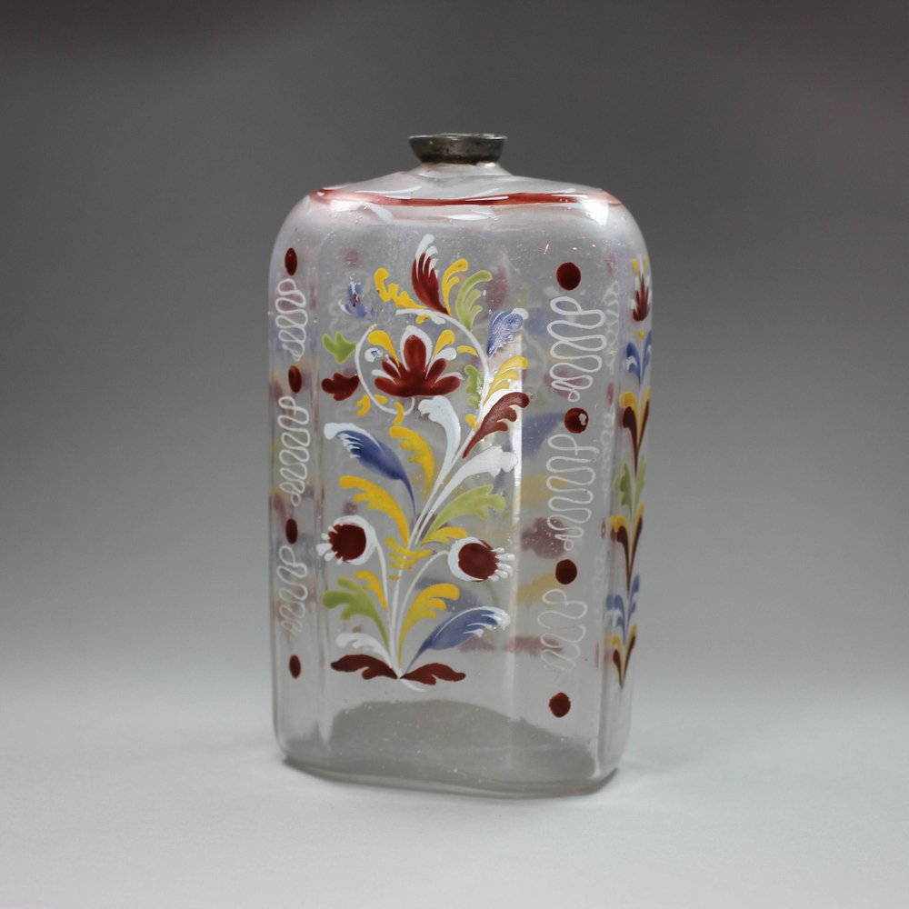 Y683 Bohemian glass flask, mid 18th century