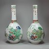 Y692 Pair of famille verte bottle vases, Kangxi (1662-1722)