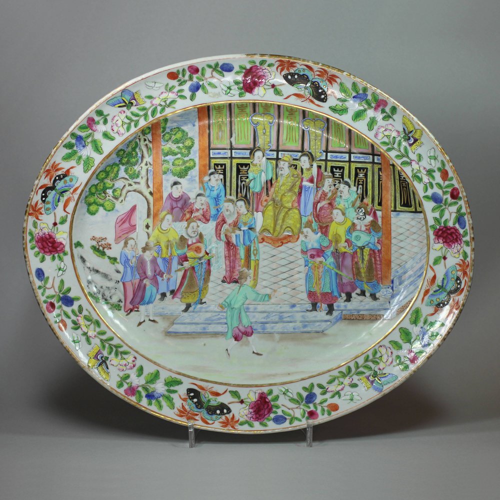 Y733 Canton famille rose 'European subject' oval dish