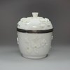 Y827 French Mennecy soft paste porcelain tobacco jar and silver mounted
