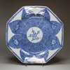 Y859 Blue and white octagonal export plate, Qianlong (1736-95)