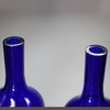 Y909 Pair of Chinese deep-blue Peking glass bottle vases, c. 1900