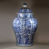 Y953 Large Chinese blue and white octagonal baluster jar and cover